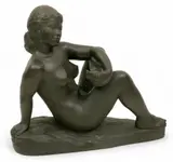Anker Hoffmann, Reclining Female Nude, 1975, Bronze Sculpture