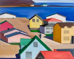 Louisa Matthíasdóttir, Icelandic Village, Oil on Canvas