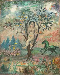 Eve in the Apple Tree by David Burliuk, Oil on Canvas, sold Oct 2025
