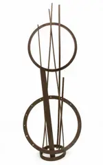 John Piet, Contemporary Iron Garden, Sculpture with Double Discs And Long Prongs