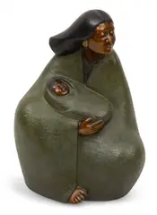 Mother And Child by Martha Pettigrew, 2001, Patinated Bronze Sculpture, sold Oct 2025