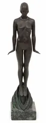 Nude on a Wave by Bruno Zach, circa 1920, Bronze Sculpture, sold Oct 2025