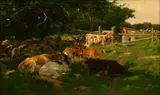 Na Thomas Allen Jr., Pastoral Scene, circa 1877-1884, Oil on Cradled Mahogany Panel