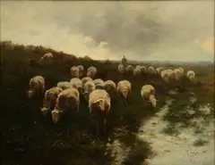 Anton Mauve, Shepherd Watering His Flock, Oil on Canvas