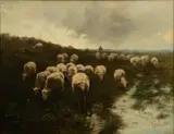 Anton Mauve, Shepherd Watering His Flock, Oil on Canvas