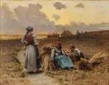 Georges Laugée, Woman in Wheat Field in Brittany, circa 1900, Oil on Canvas