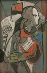 John von Wicht, Woman Looking Out of Window, Gouache