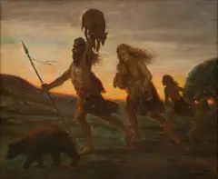 Family of Hunter Gatherers by Charles Waltensperger, Oil on Canvas, offered Oct 2025