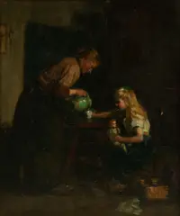 Charles Waltensperger, Mother Pouring Milk, circa 1918, Oil on Canvas