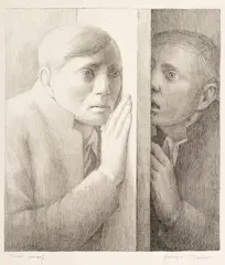 George Tooker, The Whisper, Lithograph on Paper