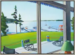 Lars-Birger Sponberg, View from the Ran Home, Lake Charlevoix, Oil on Canvas, Ca. 1980s