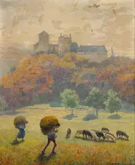 Albert Kollmann, Der Bauer, Die Bäuerin, Oil on Canvas