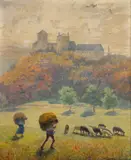 Albert Kollmann, Der Bauer, Die Bäuerin, Oil on Canvas