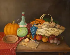 Fredrick Papsdorf, Fall Harvest Still Life, 1948, Oil on Canvas