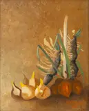 Frederick Papsdorf, Ginger, Onions, And Garlic, 1952, Oil on Canvas