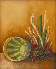 Frederick Papsdorf, Radishes with Basket, 1953, Oil on Canvas