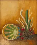 Frederick Papsdorf, Radishes with Basket, 1953, Oil on Canvas