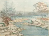 Franklin Galambos, Rock Creek, West Virginia, Diptych Etching in Colors