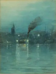 Charles Warren Eaton, Lights on the Shore, Watercolor on Paper