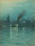 Charles Warren Eaton, Lights on the Shore, Watercolor on Paper