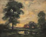 June Rutledge, Landscape with Pond, Oil on Canvas