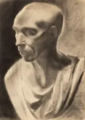 Françoise Gilot, Buste En Platre, circa 1934, Charcoal on Paper, Portrait of a Man
