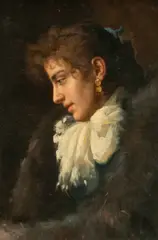 Angelo Asti, Woman with Gold Earring, Oil on Canvas
