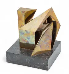 Károly Veress, Abstract, Bronze Sculpture on Marble Base