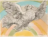 Pablo Picasso, Colombe Volant (à L'Arc-en-Ciel), circa 1952, Lithograph in Colors on Arches Paper, with Watermark