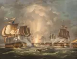 Thomas Whitcombe, Battle of the Nile, Oil on Canvas