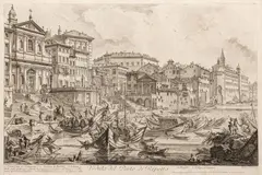 Vedutta Del Porto Di Ripetta by Francesco Piranesi, Etching on Watermarked Laid Paper, sold Sep 2025
