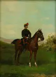 Paul Émile Léon Perboyre, French Cavalry Soldier, Oil on Beveled Mahagony Panel