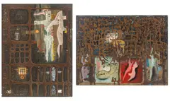 Miroslav Rada, Pet Minut Pote; Nadeje, 1966-1968, Mixed Media on Canvas on Wood Panels