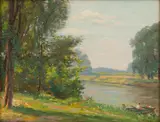 Charles Waltensperger, Summer at the River Bank, Oil on Masonite