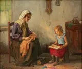 Charles Waltensperger, Dutch Interior with Mother And Child