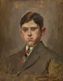 Joseph W. Gies, Portrait of Young Man, circa 1915, Oil on Canvas Board
