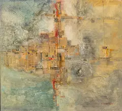 William Lewis, Above the Fruited Plain, 1965, Mixed Media on Canvas