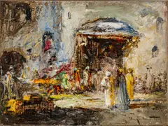 Arab Street Market by Douglas Arthur Teed, 1918, Oil on Artist Board, sold Sep 2025