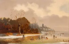 Cornelius Krieghoff, Ice Skating, Quebec, 1851, Oil on Canvas