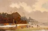 Cornelius Krieghoff, Ice Skating, Quebec, 1851, Oil on Canvas