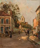 Paul Émile Lecomte, Breton Village, circa 1920-1930, Oil on Canvas