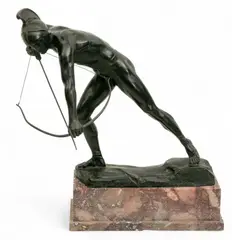 Otto Schmidt-Hofer, Classical Greek Archer, Patinated Bronze Sculpture