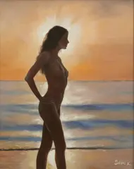 Sabine Kassik, Standing Female Nude, Oil on Canvas