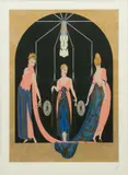 Erté, Three Graces, 1985, Screenprint in Colors with Embossing And Metallic Foil on Wove Paper