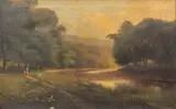 J. C. MacGregor, Riverscape with Figures, Oil on Canvas