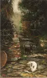William J. Girard, Oscar And Willie in the Garden, 1988, Oil And Tempera on Board