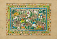 Marcial Ramirez, Caring for the Village Livestock And Pets, Tempera, Watercolor, And Ink on Agate Paper