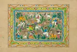 Marcial Ramirez, Caring for the Village Livestock And Pets, Tempera, Watercolor, And Ink on Agate Paper