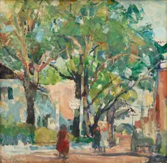 Nancy Maybin Ferguson, A Quaint Street, Oil on Board