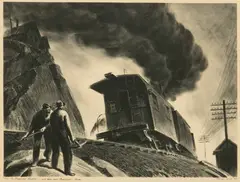 Peter Helck, Fast Freight, 1938, Lithograph on Wove Paper